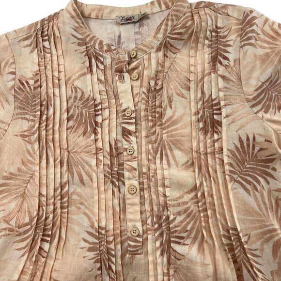 Faherty Gemina Peach Palm Print Dress Linen Blend Size Small - Picture 9 of 11